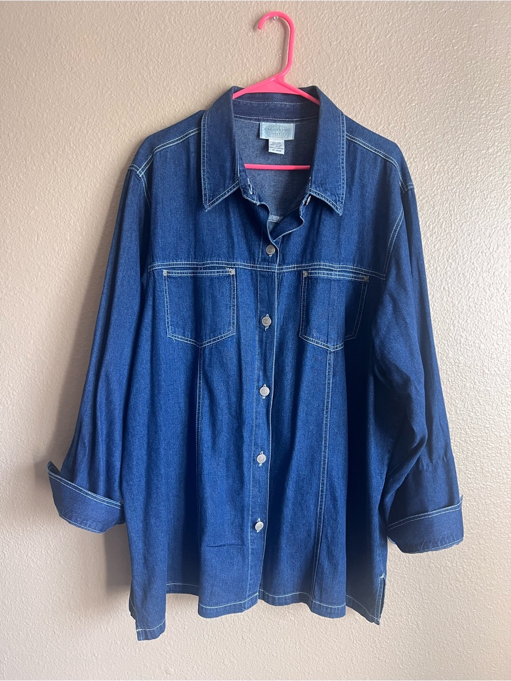 Capistrano Jeans Denim Button Down Utility Chic Cotton Western Jacket Sz 22/24